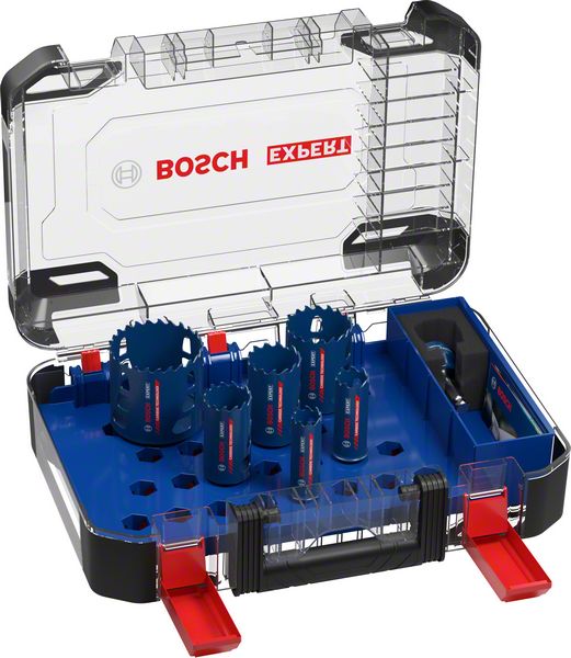 BOSCH EXPERT Tough Material Lochsäge-Set, 22/25/35/40/51/68 mm, 9-tlg.. Für Dreh- und Schlagbohrer
