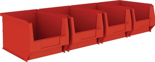 MAUSER Sichtlagerkastenset H140xB602xT250mm STA verz.m.Sichtlagerk.4xMK4 rot MAUSER