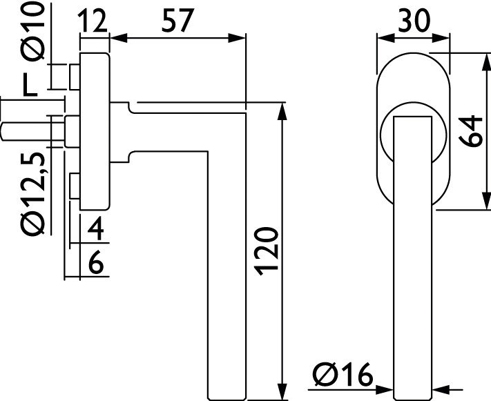 HERMAT Fenstergriff SQUARE 1835, oval, Edelstahl