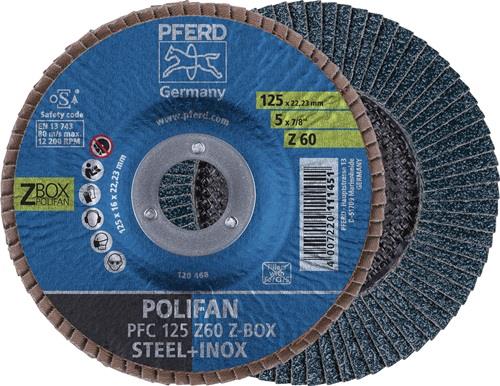 PFERD Fächerscheibe POLIFAN Z BOX D.125mm K.Z-60 kon.INOX ZK Box á 10 St.PFERD