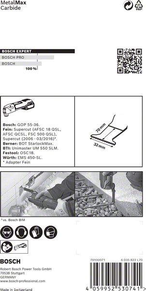 BOSCH EXPERT MetalMax MAII 32 AIT Blatt für Multifunktionswerkzeuge, 70 x 32 mm. Für oszillierende Multifunktionswerkzeuge