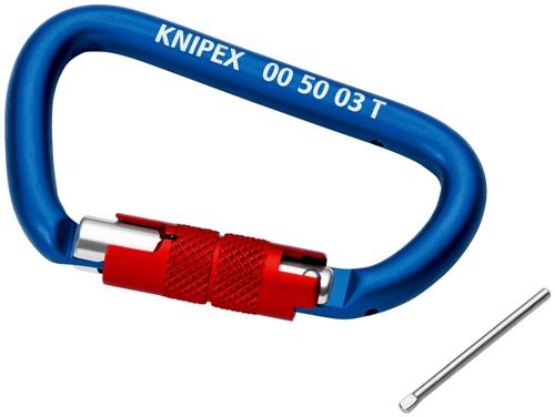 KNIPEX Materialkarabiner L.81mm m.Schraubverschluss blau besch.KNIPEX