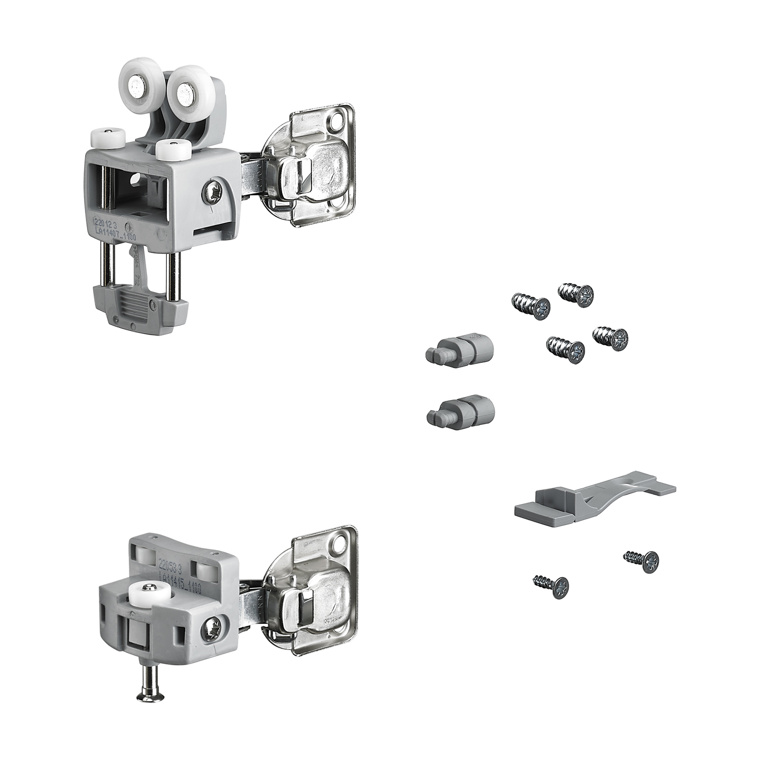 HETTICH WingLine L, Laufteilset mit unterer Führung mit Schließautomatik, 12 kg , grau, rechts, 9278004