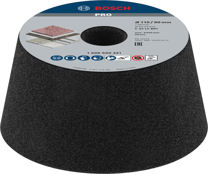 BOSCH Schleiftopf, konisch-Stein/Beton 90 mm, 110 mm, 55 mm, 60