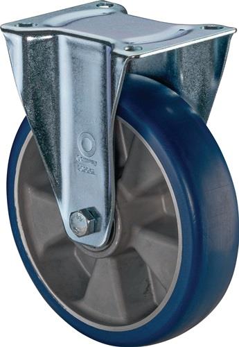 BS ROLLEN Bockrolle D.200mm Trgf.300kg PU Platte L138xB109mm Farbe Rl.blau BS ROLLEN