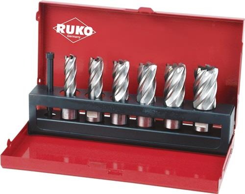 RUKO Kernbohrersatz 7tlg.D.12-14-16-18-20-22mm HSS Blank Schnitt-T.30mm Weldon RUKO