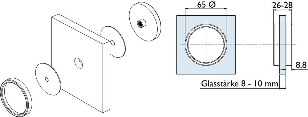 HERMAT Schiebetürmuschel 6402, Edelstahl