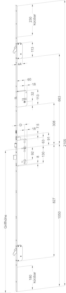 WINKHAUS Selbstverriegelnde-Mehrfachverriegelung STV AV3-FW2060 M2, 10/92, Stahl 5008878