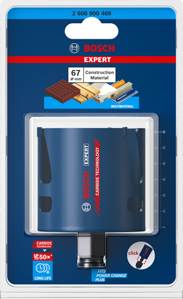 BOSCH EXPERT Construction Material Lochsäge, 67 x 60 mm. Für Dreh- und Schlagbohrer