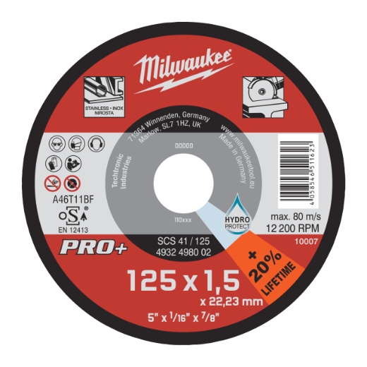 MILWAUKEE SCS41 1,5 mm Metalltrennscheibe PRO+ INOX 125 mm