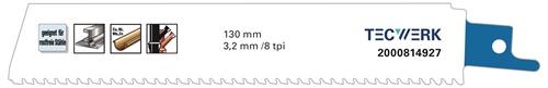 TECWERK Säbelsägeblatt L.150mm B.25mm TPI 8 3,2mm Karte a 1 St.TECWERK