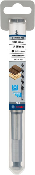 BOSCH Holzschlangenbohrer, Sechskant 15 x 95 x 160 mm, d 11,1 mm