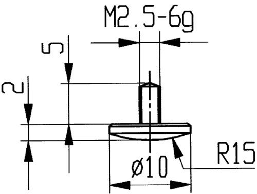 KÄFER Messeins.D.10mm gewölbt R.15 M2,5 STA z.Messuhren KÄFER