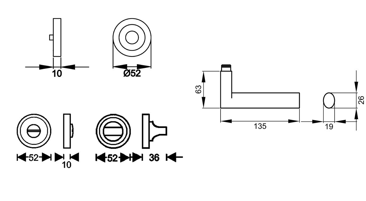 KARCHER DESIGN Drückergarnitur ER45 BAD 83 - Madeira, Bad, Edelstahl