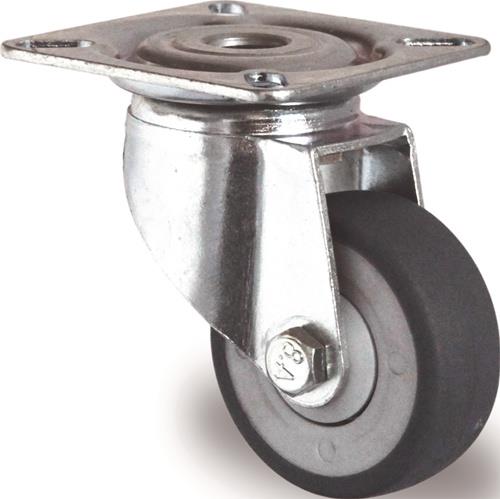 TECWERK Lenkrolle D.50mm Trgf.50kg m.Platte Gum.grau TECWERK