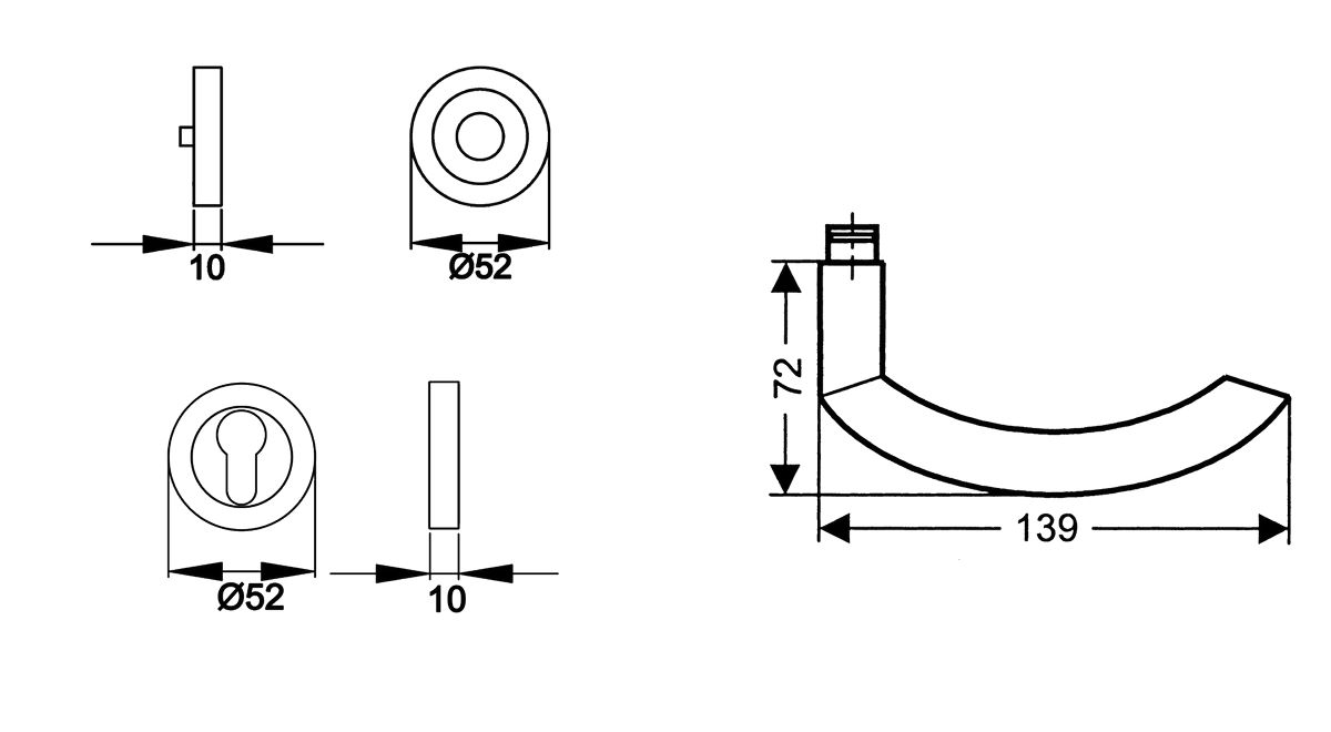 KARCHER DESIGN Drückergarnitur ER26 PZ0 71 - Sylt, Profilzylinder, Edelstahl