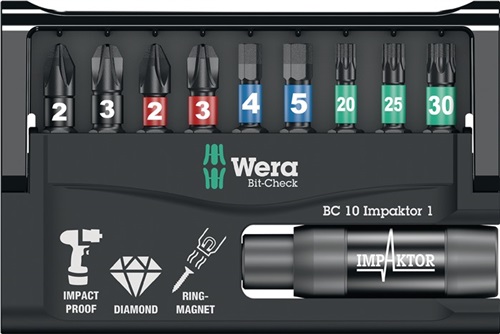 WERA Bitsortiment Bit-Check 10 Impaktor 1 10-tlg.PH/PZD/T/6-KT.Schnellwechselhalter