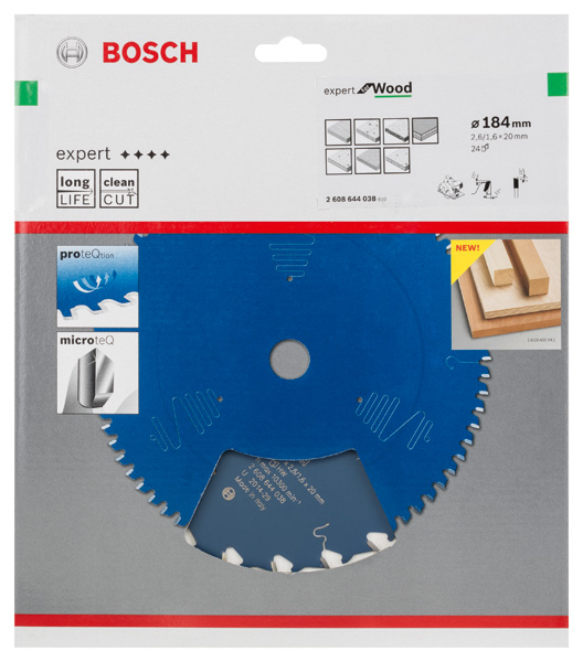 BOSCH Kreissägeblatt Expert for Wood, 184 x 20 x 2,6 mm, 24