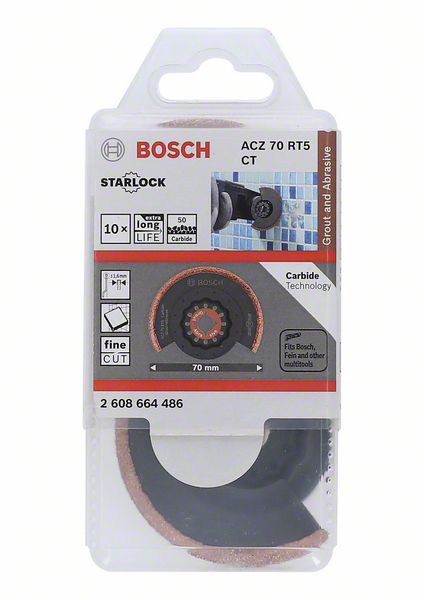 BOSCH Carbide-RIFF Schmalschnitt-Segmentsägeblatt ACZ 70 RT5, 70 mm, 10er-Pack