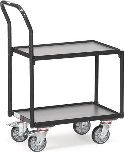 FETRA Tischwagen 2 Ladeflächen L605xB405mm anthrazitgrau Trgf.250kg m.Bügel