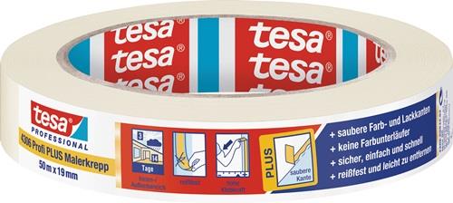 TESA Malerkreppband 4306 Profi PLUS leicht gekreppt hellbeige L.50m B.19mm Rl.TESA