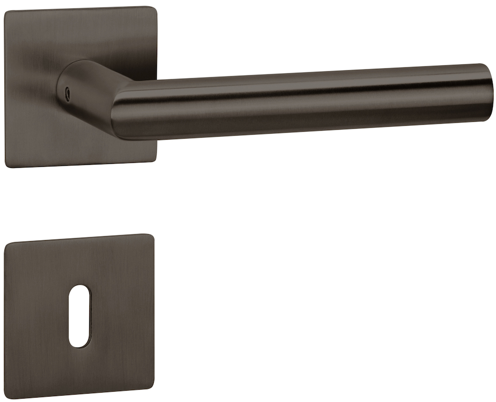 HERMAT Drückergarnitur mit Rosetten BASIC 02 1802/2611.FL, Edelstahl, smoke black HERMAT Drückergarnitur mit Rosetten BASIC 02 1802/2611.FL, Edelstahl, smoke black