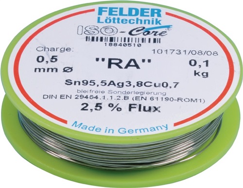 FELDER Lötdraht ISO-Core® RA 1mm 100g Sn95,5Ag3,8Cu0,7 FELDER