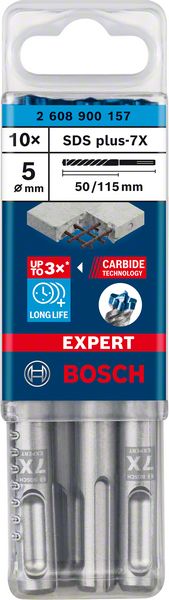 BOSCH EXPERT SDS plus-7X Hammerbohrer, 5 x 50 x 115 mm, 10-tlg.. Für Bohrhämmer