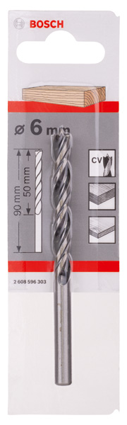 BOSCH Holzspiralbohrer Standard, 6 x 57 x 93 mm, d 6 mm