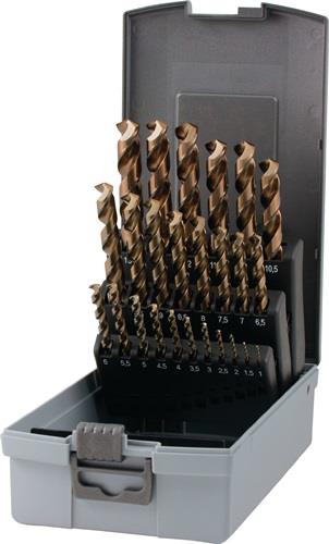 RUKO Spiralbohrer-Satz DIN 338 UNI D.1-13x0,5mm HSS-Co5 25-tlg.
