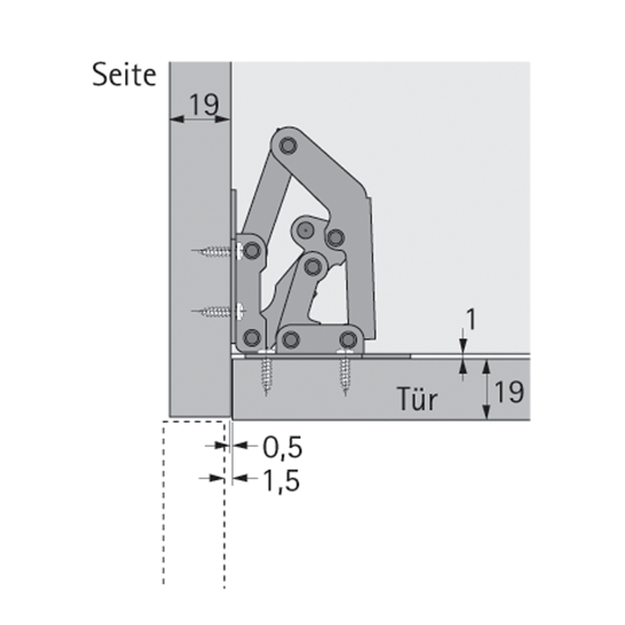 HETTICH Aufschraubscharnier Öffnungswinkel 90°,