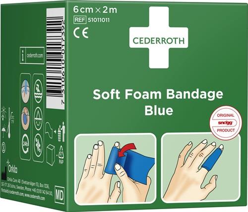 ORKLA Soft Foam Bandage selbsthaftend elastisch,blau Rl.6cmx2m CEDERROTH