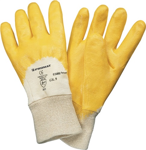 PROMAT Handschuhe Ems Gr.9 gelb besonders hochwertige Nitrilbeschichtung