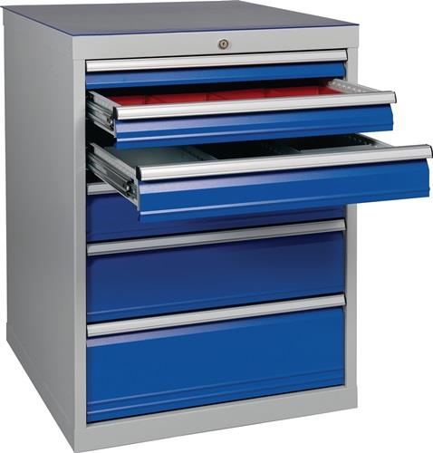 Schubladenschrank H1019xB705xT736mm lichtgrau/signalblau 6 Schubl.