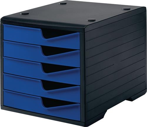 STYRO Ablagebox 5 Schubl.schwarz/blau Polystyrol H255xB270xT340mm STYRO