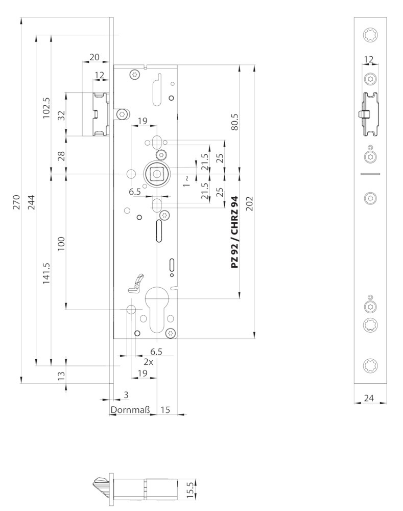 BKS Selbstverriegelndes-Panik-Einsteckschloss B-1911, kantig, 9/92 mm, Edelstahl BKS Selbstverriegelndes-Panik-Einsteckschloss B-1911, kantig, 9/92 mm, Edelstahl