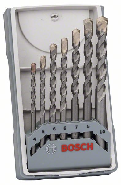 BOSCH Betonbohrer CYL-3 Set, Silver Percussion, 7-teilig, 4, 5, 6, 6, 7, 8, 10 mm