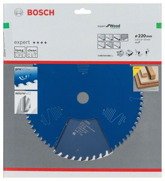 BOSCH Kreissägeblatt Expert for Wood, 220 x 30 x 2,6 mm, 48