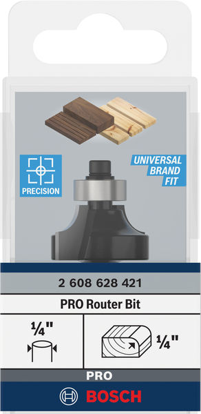 BOSCH Abrundfräser 1/4", R1 6,3 mm, D 25,4 mm, L 13,2 mm, G 54 mm