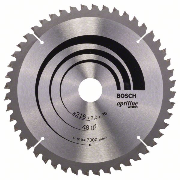 BOSCH Kreissägeblatt Optiline Wood für Kapp- und Gehrungssägen, 216 x 30 x 2,0 mm, 48