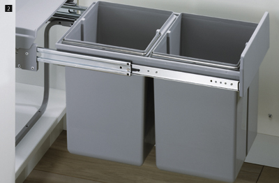 HETTICH Bin.it Duo II - 400 Einbauabfallsammler, 338 x 485, grau, 49474