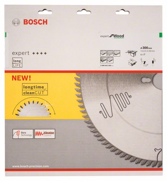 BOSCH Kreissägeblatt Expert for Wood, 300 x 30 x 3,2 mm, 60