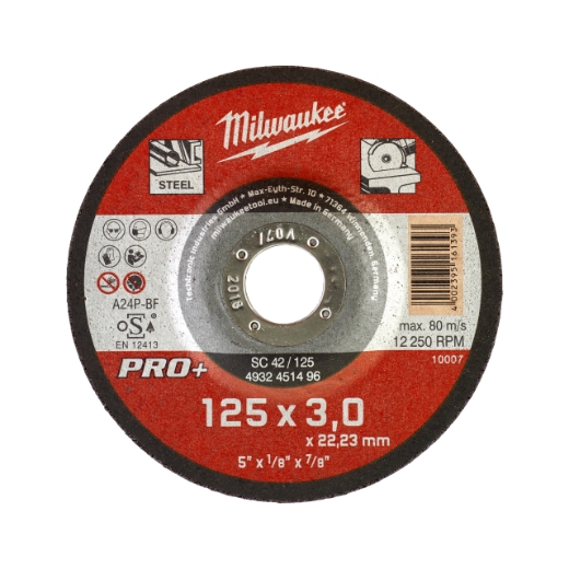 MILWAUKEE SC42 3 mm gekröpft Metalltrennscheibe PRO+ 125 mm