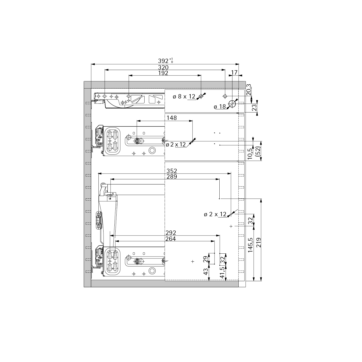 HETTICH Konstruktionszeichnung, 43467
