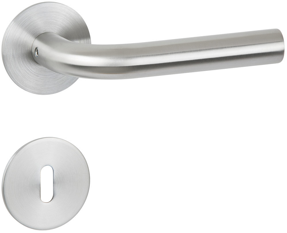 HERMAT Drückergarnitur ohne Schlüsselrosetten BASIC 02 1803/2636.FL, Edelstahl