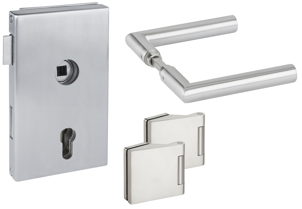 HERMAT Ganzglastürschloss-Set MOLINA 6053/6325/1802, Aluminium