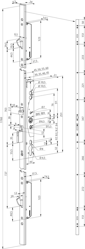 effeff Mehrfachverriegelung (mechanisch) MEDIATOR® 629X, E92, Stahl effeff Mehrfachverriegelung (mechanisch) MEDIATOR® 629X, E92, Stahl
