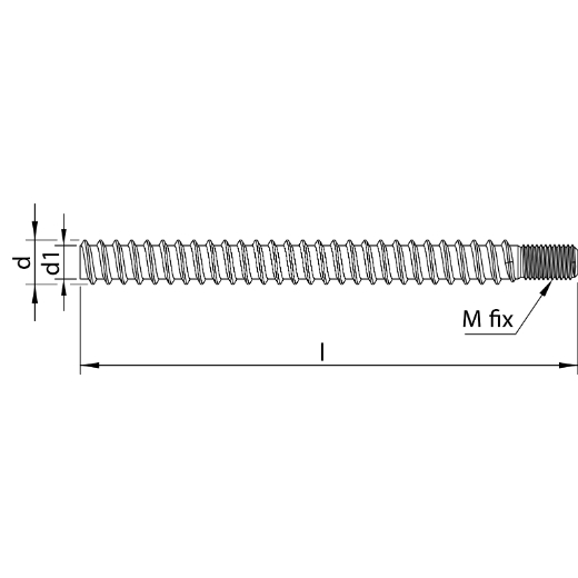 HECO WB-T 20,0 x 1000, Gewindestange mit Anschlussgewinde M16, ohne Antrieb, Vollgewinde, verzinkt blau, A2K, gleitbeschichtet