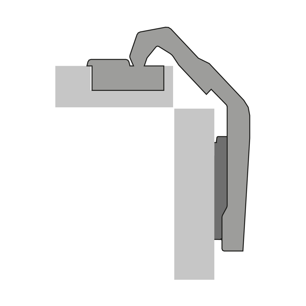 HETTICH Scharnier für Eckschrankfalttüren ohne Schließautomatik (Intermat 9930), TH 52 x 5,5 mm, Schnellmontage Flash (ø 10 x 11), 9090111