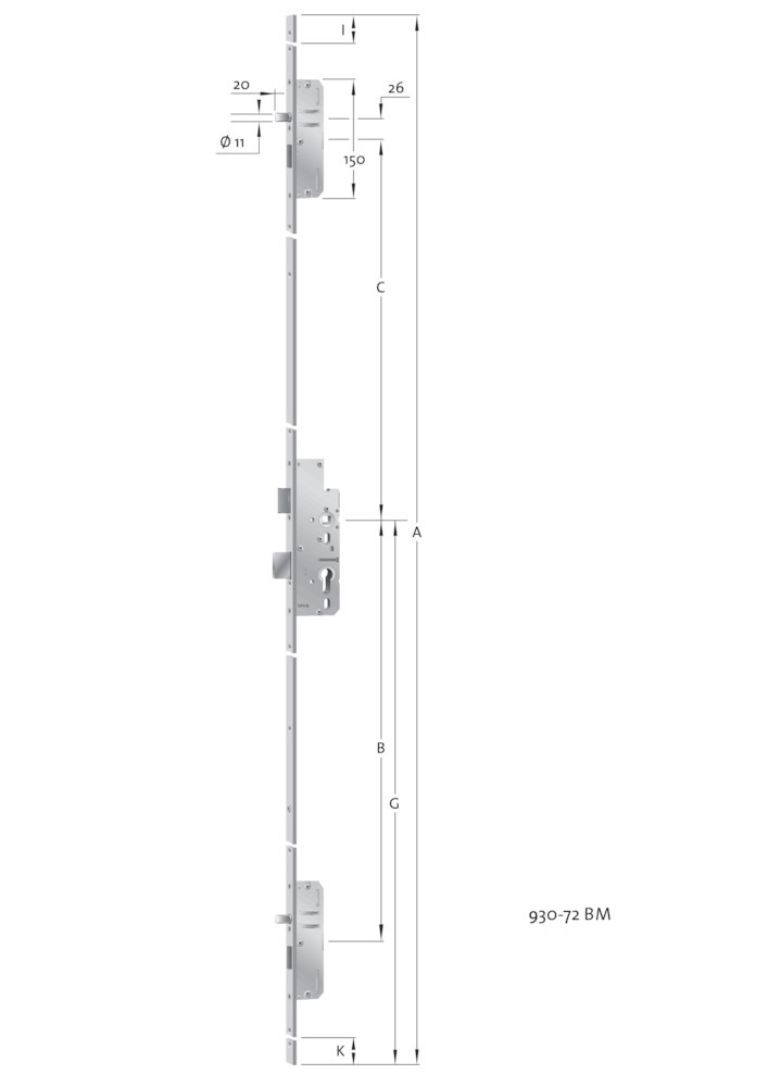 KFV Panik-Mehrfachverriegelung für zweiflügelige Türe MFP EP930BFS2F 9/72 mm, rund, Edelstahl KFV Panik-Mehrfachverriegelung für zweiflügelige Türe MFP EP930BFS2F 9/72 mm, rund, Edelstahl